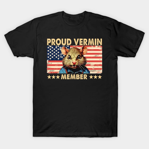 Mouse Proud Vermin Member Vintage American Flag Retro T-Shirt by Spit in my face PODCAST